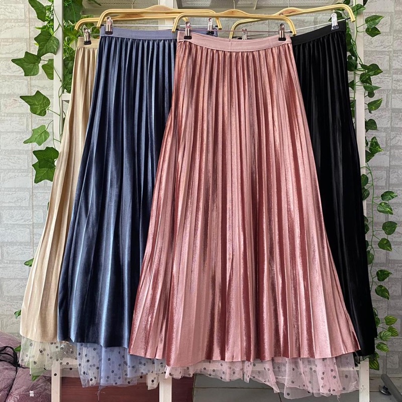 youngmoodis Lori Rok panjang bolak balik bahan silk glossy mix tulle original import mewah