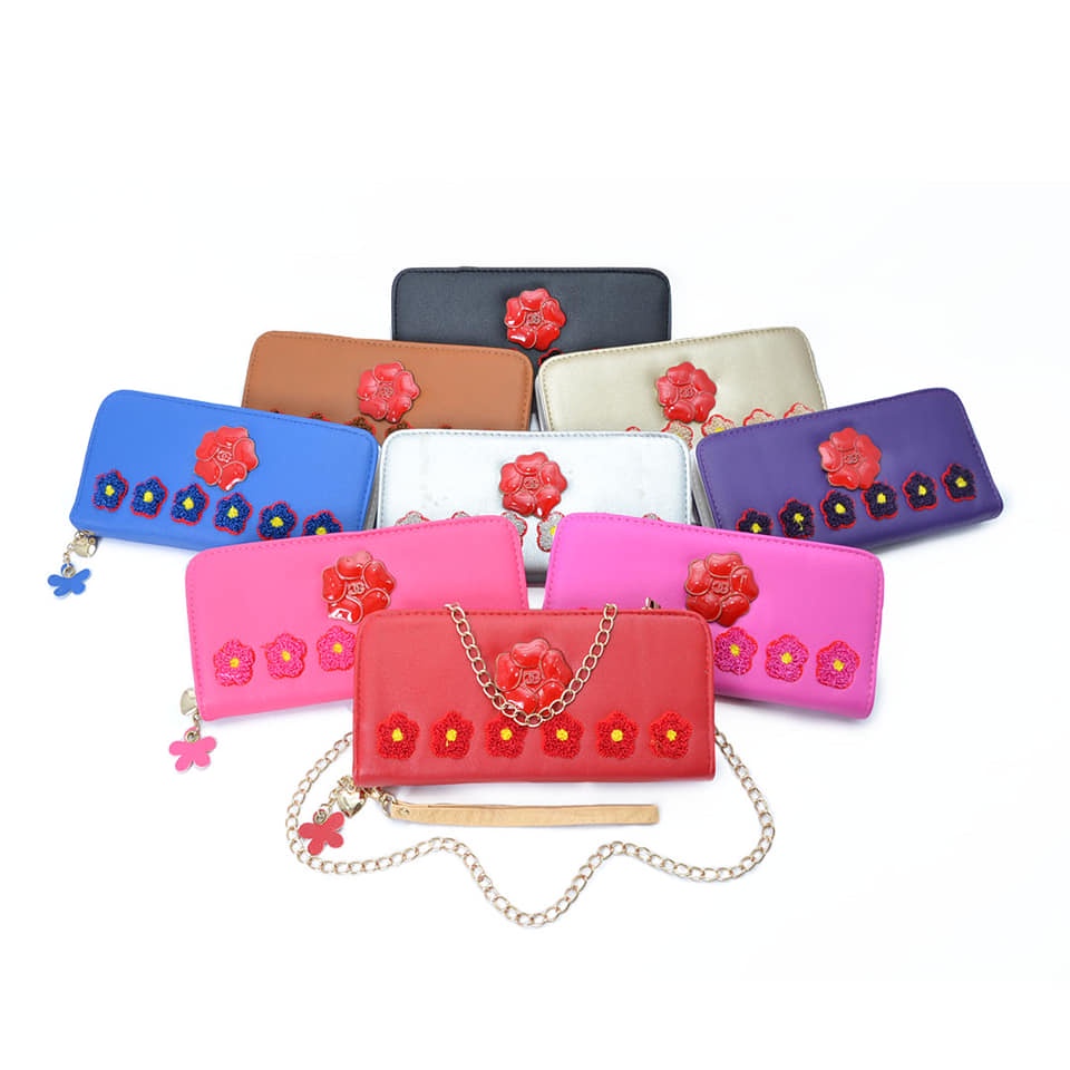 Dompet wanita - dompet panjang wanita 1res - Dompet tali panjang bunga 1679