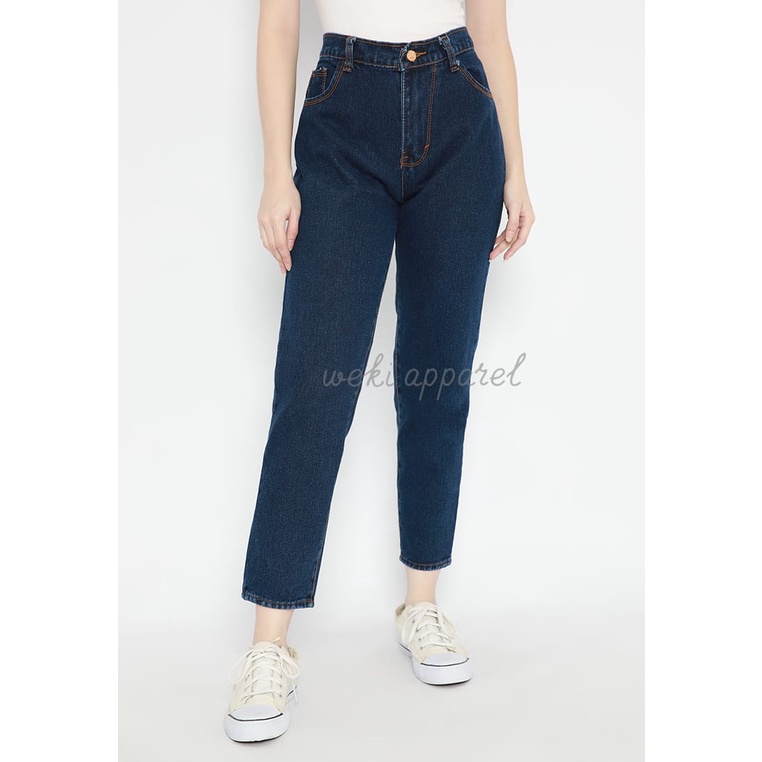 Weki Jeans Boyfriend Wanita Navy