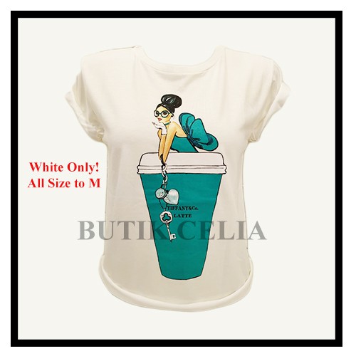 Kaos polos wanita perempuan cewek dewasa anak tumblr Tee Tiffany&Co. awet murah nyaman lembut