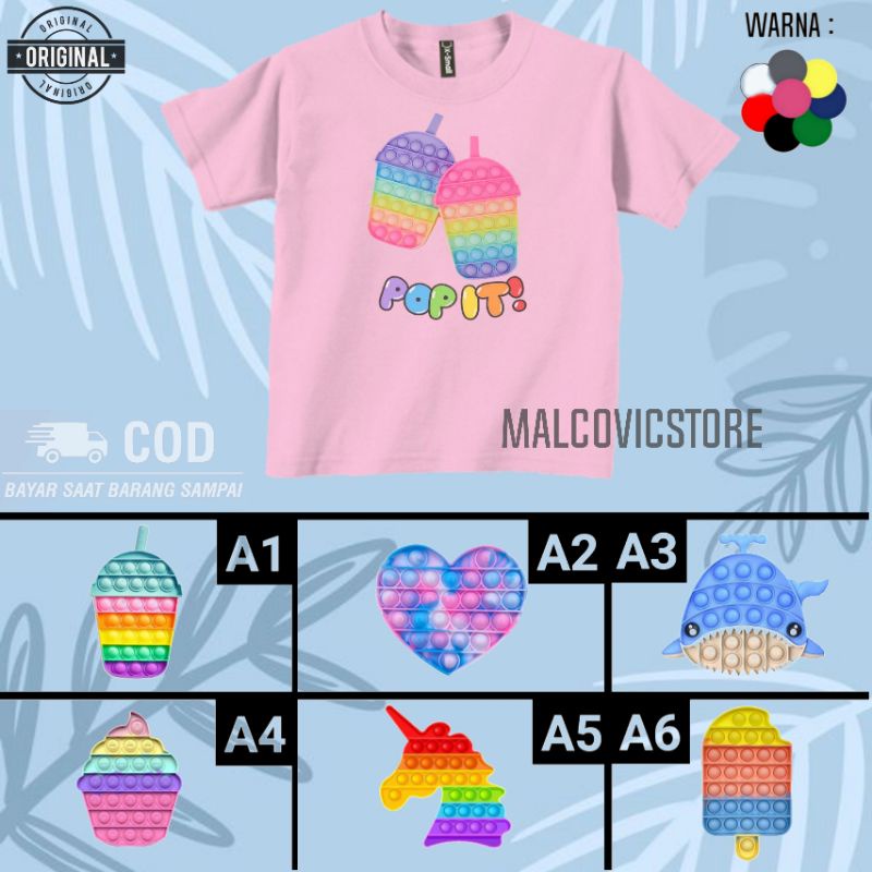 Kaos Anak Pop It Perempuan/T-shirt Anak Wanita Custom Pop It COD