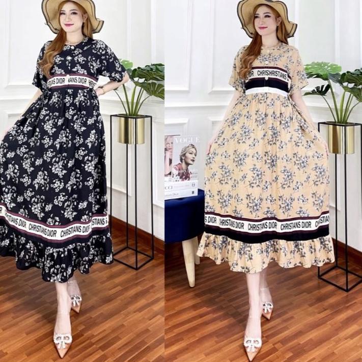 Tidak Diragukan.. DRESS DIOR VIRAL/DASTER DIOR TERBARU 2022/MIDI DRESS DIOR TERHITS/DRESS BRAND DIOR