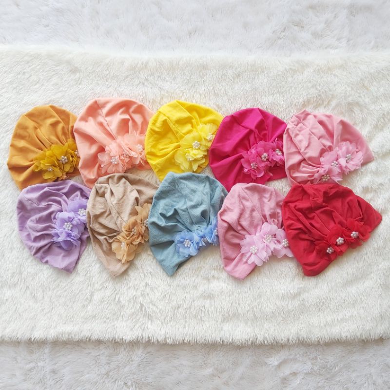 Turban Bayi 0-3th Bunga Besar - Bandana bayi - Kerudung Anak Bayi-Rendoom