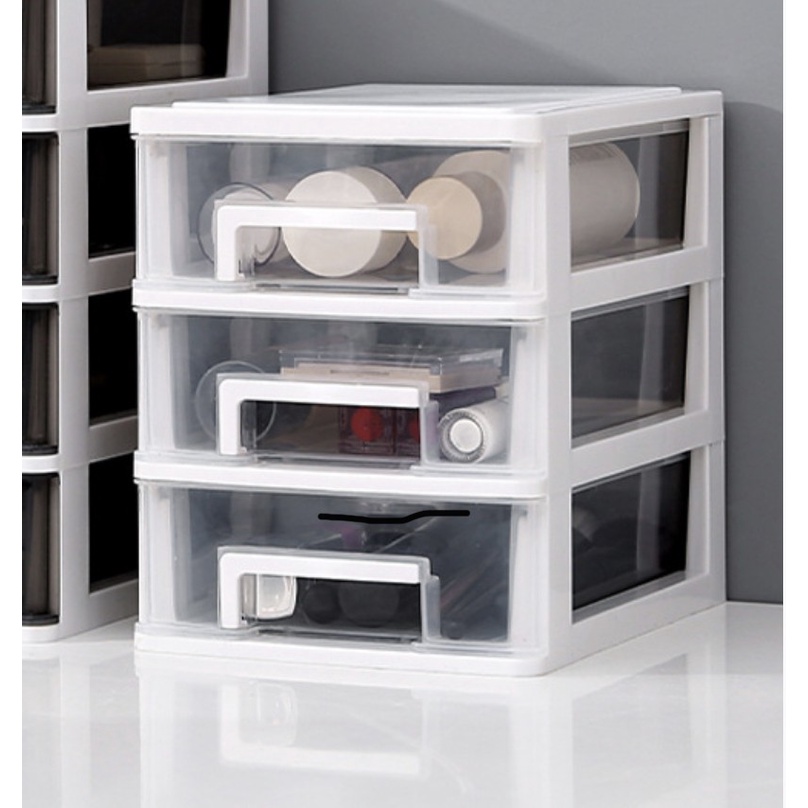 Rak Meja Laci Penyimpanan Susun Serbaguna Desktop Drawer Rak Plastik Mini Laci Susun Mini Container