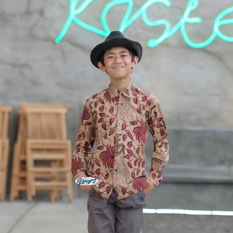 Baju batik anak laki-laki lengan panjang umur 2-13 tahun bisa buat sekolah hari batik