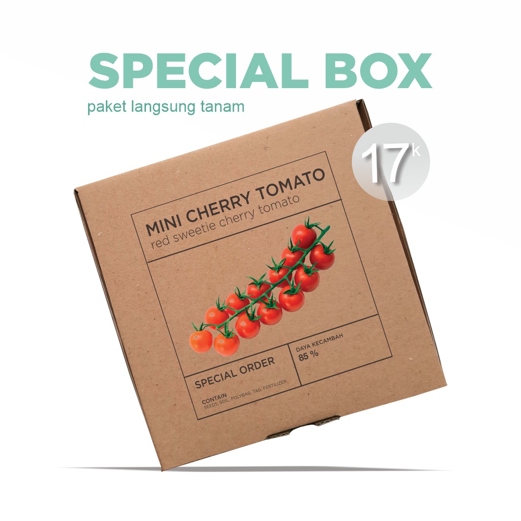 Paket Langsung Tanam - Gardening Kit - SPECIAL BOX - Benih Tomat Ceri Merah Red Sweetie Cherry Tomato Seeds