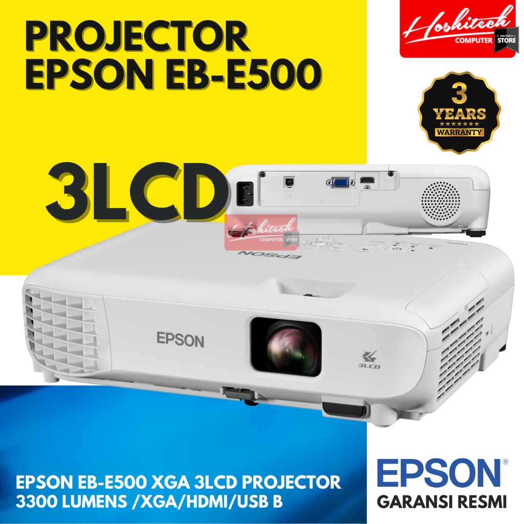 Jual PROJECTOR EPSON EBE500 XGA 3300 LUMENS PROYEKTOR GARANSI 3TH