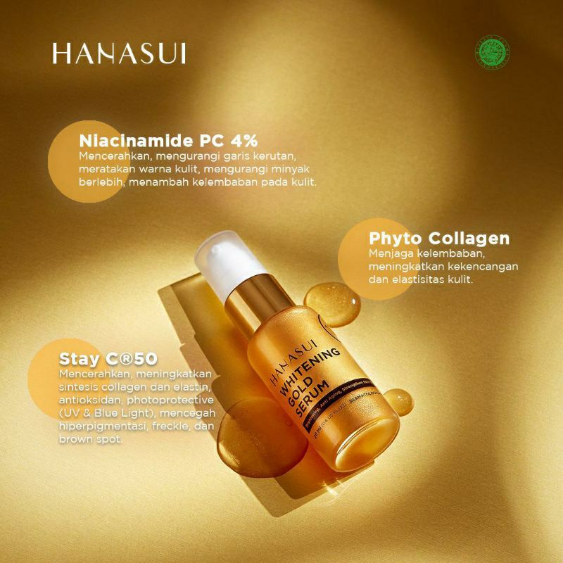 Hanasui Serum Anti Acne Serum | Serum Gold Whitening | Vitamin C Serum | Vitamin C + Collagen