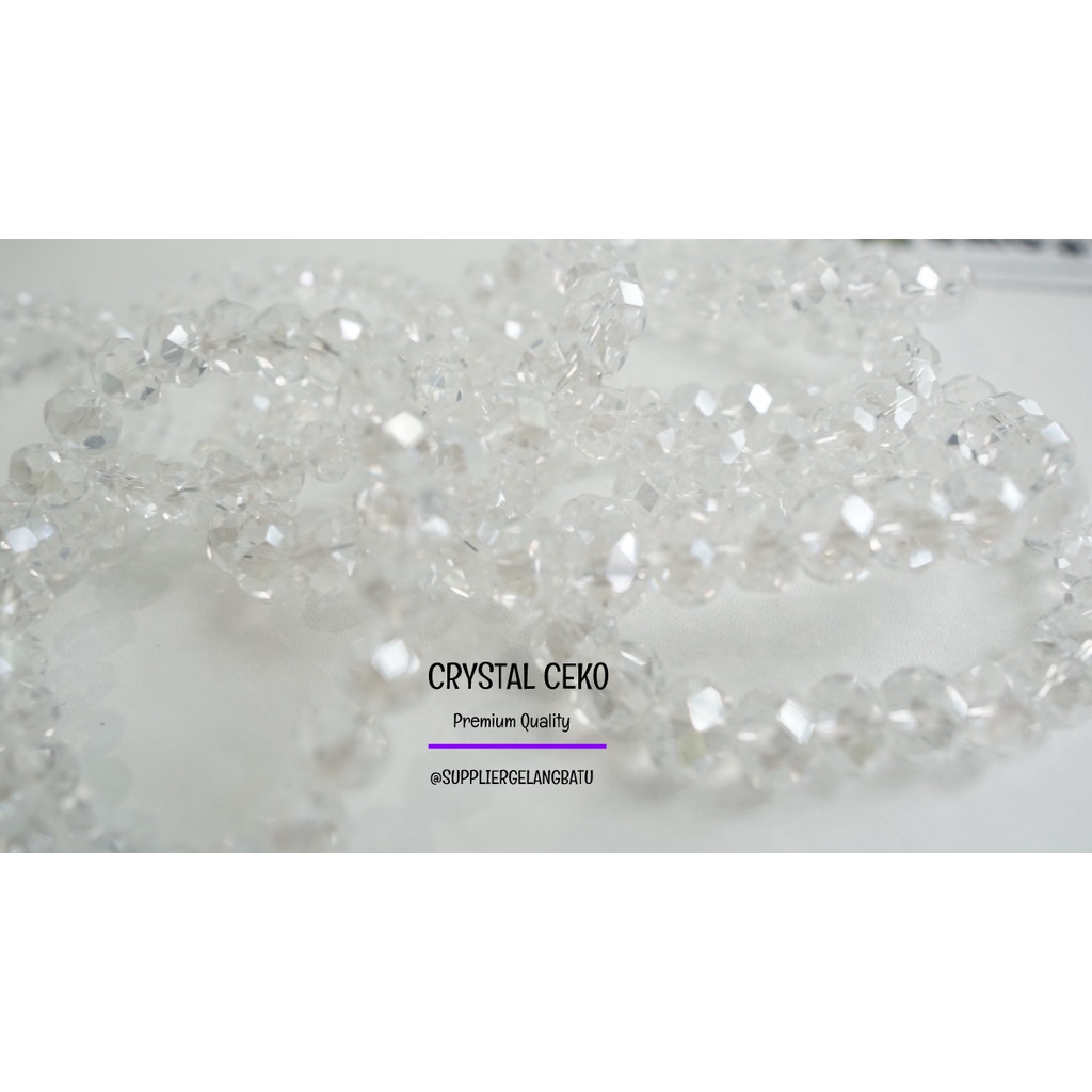 gelang kristal ceko WHITE QUARTZ premium aksesori tangan kuarsa bening