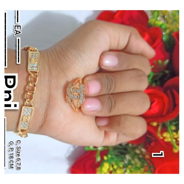 Gelang Dewasa Rantai Permata Plat Mewah Free Cincin Xuping (COD)