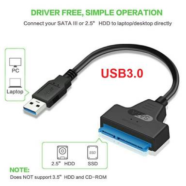 Adapter Converter Hard Disk SATA to USB3.0/2.0 untuk HDD 2.5Inch SSD Converter USB to SATA(22pin)