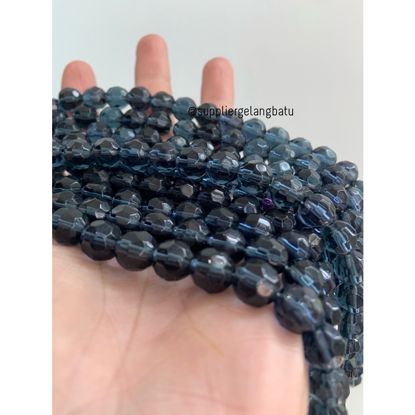 kristal bola dunia cutting 10mm BLACK QUARTZ HITAM bening ceko bulat bahan kalung gelang kerajinan tangan manik crystal