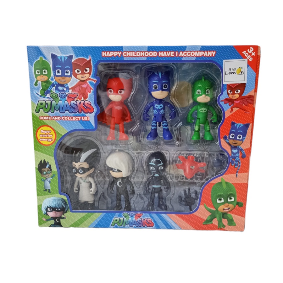 Kado Hadiah Ulang Tahun Mainan Anak Laki-laki Figure SET PJJMASKSS Set Isi 6 Pcs Kado Mainan Laki Figure Set-Mainan Anak Cowok Figure Robot Set Karakter Usia 2 3 4 5 6 7 8 9 Tahun