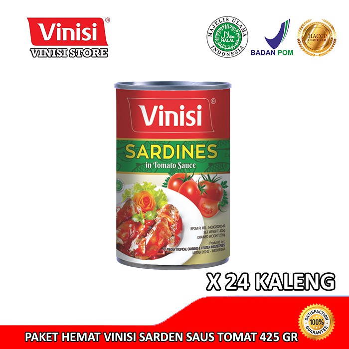 

Paket Hemat 1 Karton (24 Kaleng) Vinisi Ikan Sarden Saus Tomat 425 Gr