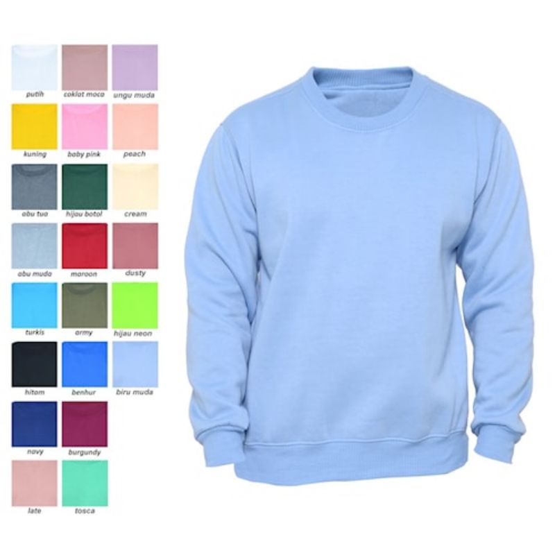 Crewneck Basic Sweater Switer Sweter Sweatshirt Crewneck Polos Pria Wanita Outer Baju Hangat Remaja 
