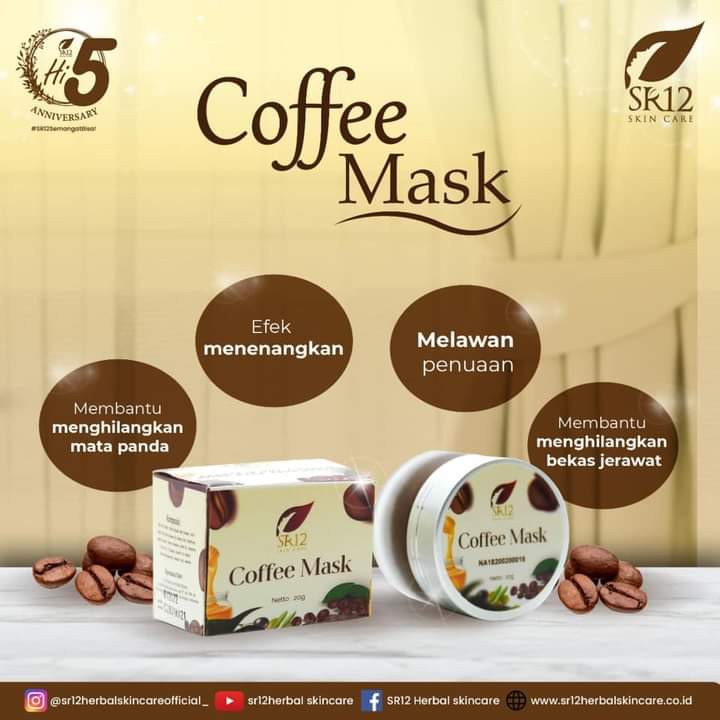 SR12 COFFEE MASK PEELING NATURAL / MASKER PEELING KOPI HERBAL / MENGATASI KOMEDO FLEK BEKAS JERAWAT