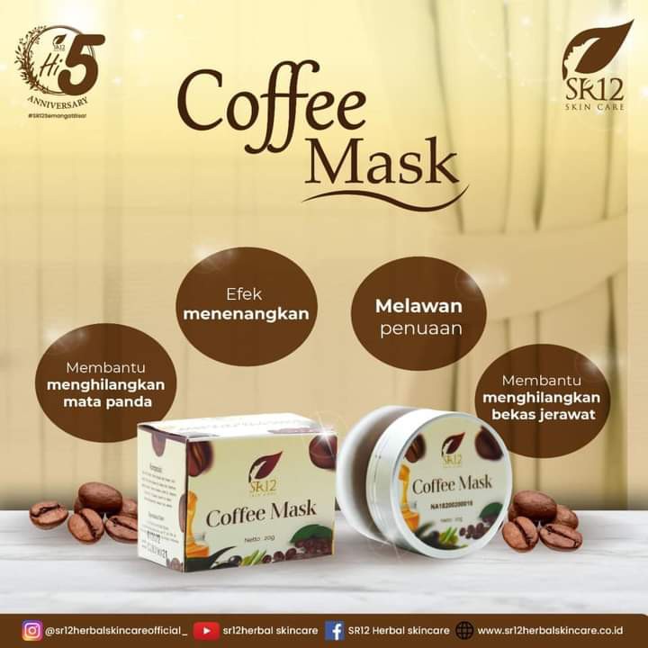 SR12 COFFEE MASK PEELING NATURAL / MASKER PEELING KOPI HERBAL / MENGATASI KOMEDO FLEK BEKAS JERAWAT