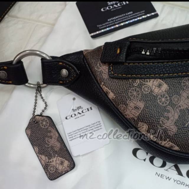 COACH Rivington Belt Bag 7 With Horse Carriage Print   Kualitas Mirror Quality