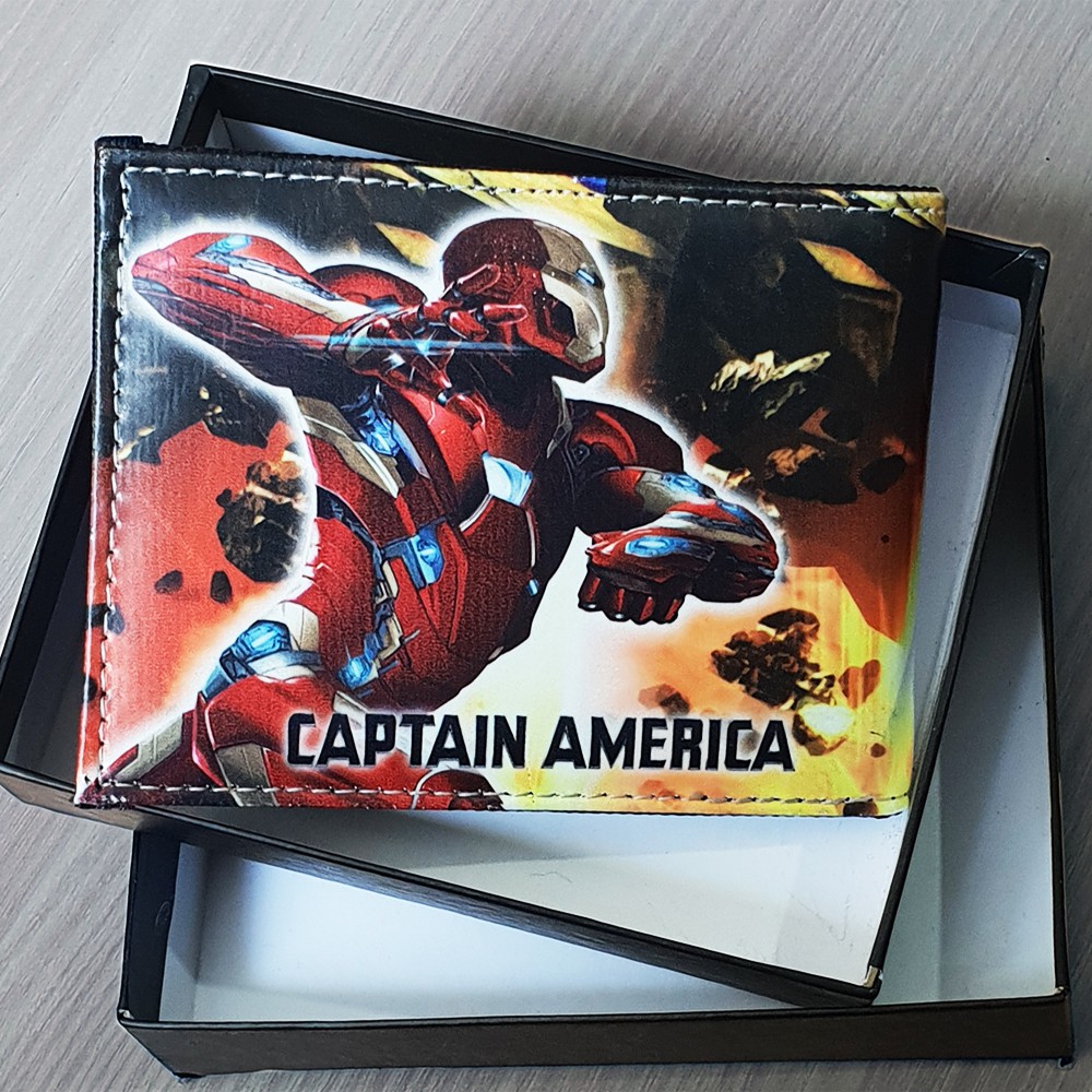 SHOPEE 7.7 BOMBASTIS SALE!! DOMPET ANAK LAKI-LAKI DOMPET KARAKTER SUPER HERO DOMPET KADO DOMPET MOTIF CAPTAIN AMERICA + BOX