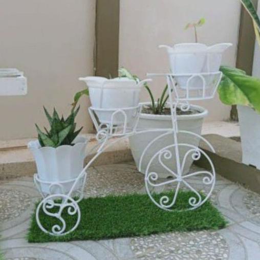 Buruan beli] STANDING POT RAK BUNGA BESI SEPEDA CANTIK LUCU Ukuran Kecil / Mini