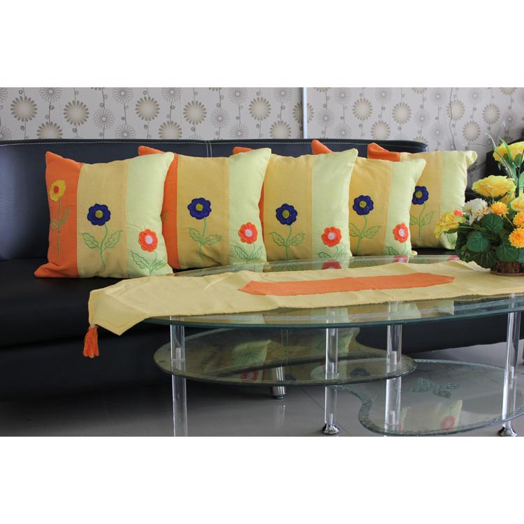 Sarung Bantal  Kursi  atau Sofa Set Tenun Gradasi Kuning 