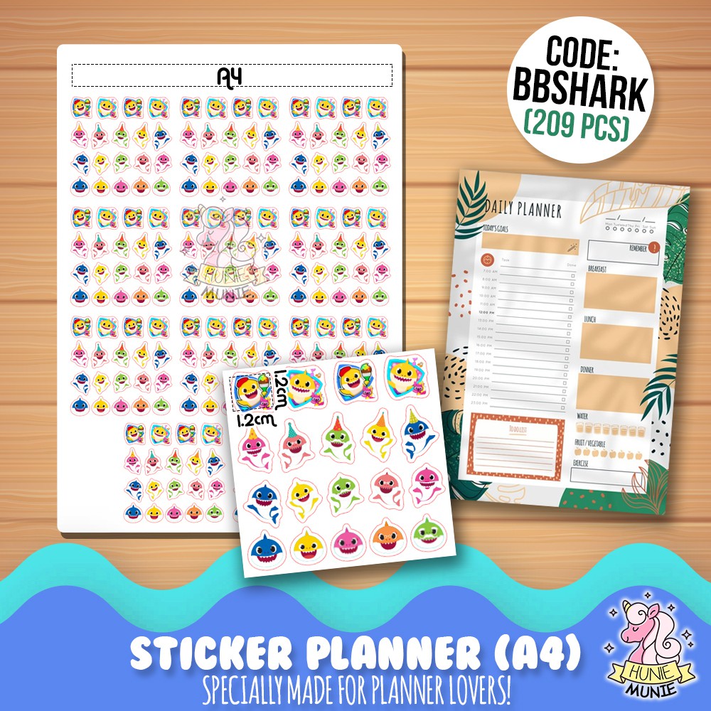 

Sticker Deco Planner - Baby Shark (209pcs) - Stiker Hunie Munie