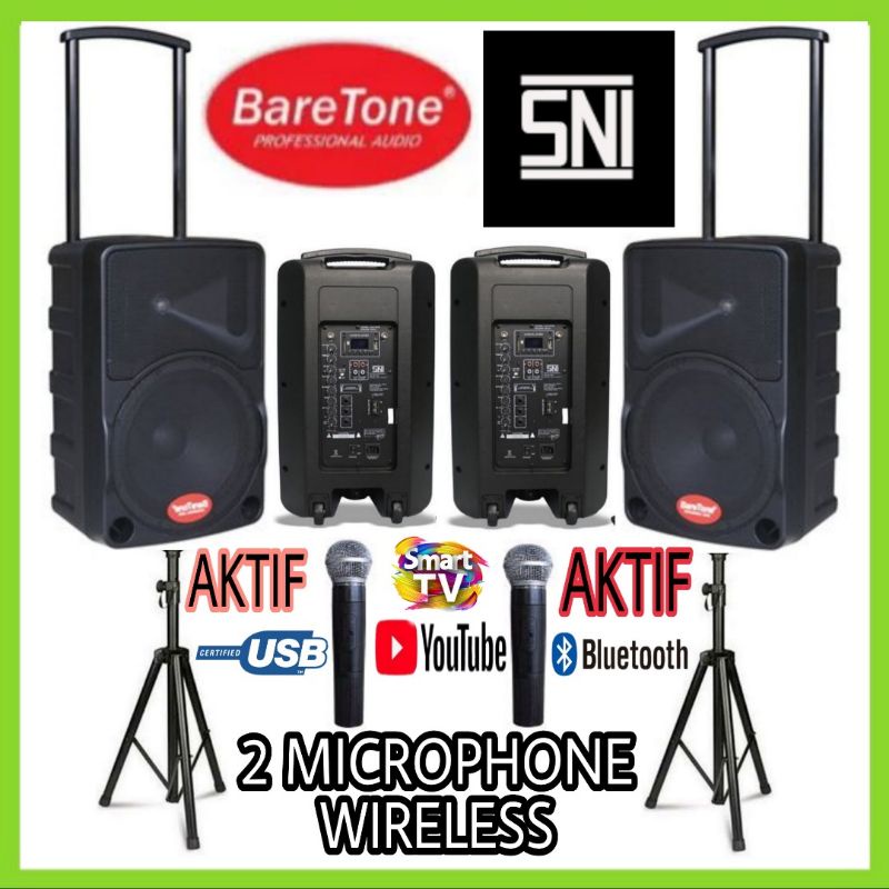 Paket Sound BARETONE 10 IN Stand Pameran Outdoor Indoor 2 Mic Wireless