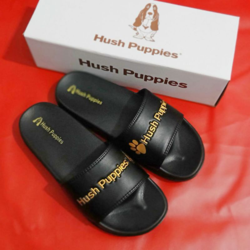 SANDAL SLOP _ SANDAL PLIP PLOP HUSH PUPPIES-Hitam gold