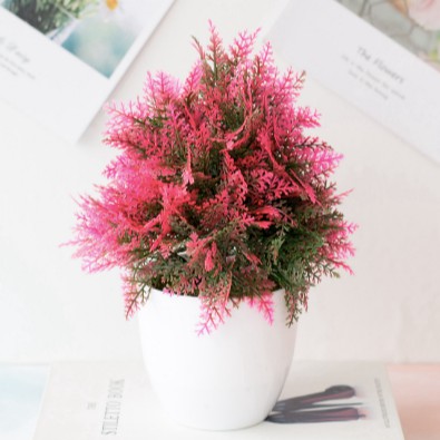 TANAMAN BUNGA PLASTIK DEKORASI RUMAH TANAMAN HIAS TREND MURAH IMPORT COD EYE GRASS-EYEGRASS-Merah