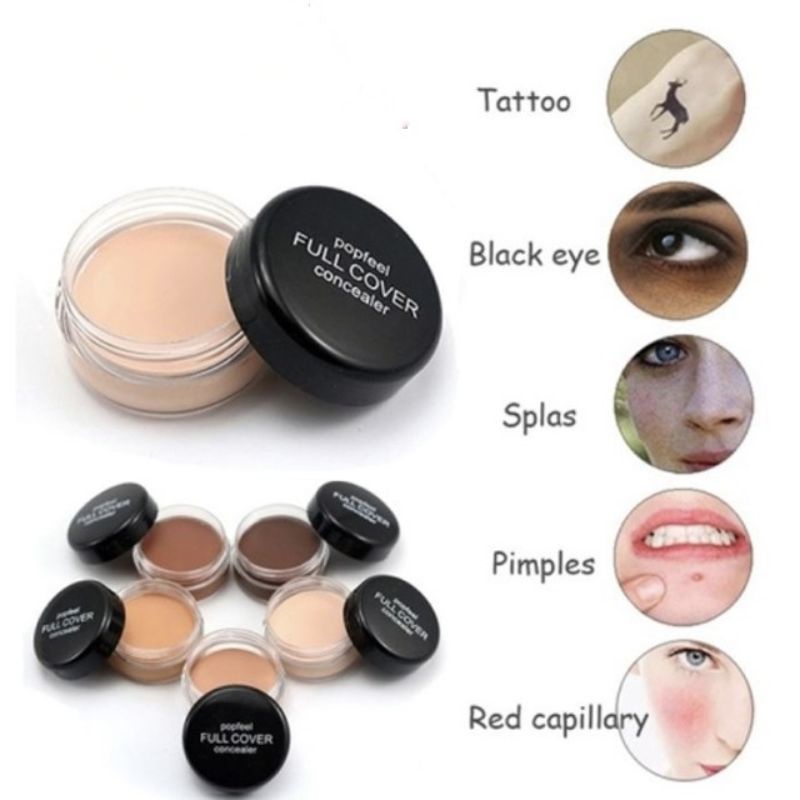 Original Popfeel Full Cover Concealer Cream Palette Tahan Air dan Tahan Lama - Concealer Waterproof Make Up Wajah