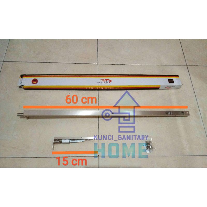 Grendel Tanam 60 cm Bahan Aluminium Wren-ch / Grendel Pintu Kupu Kupu / Flush Bolt 60 cm