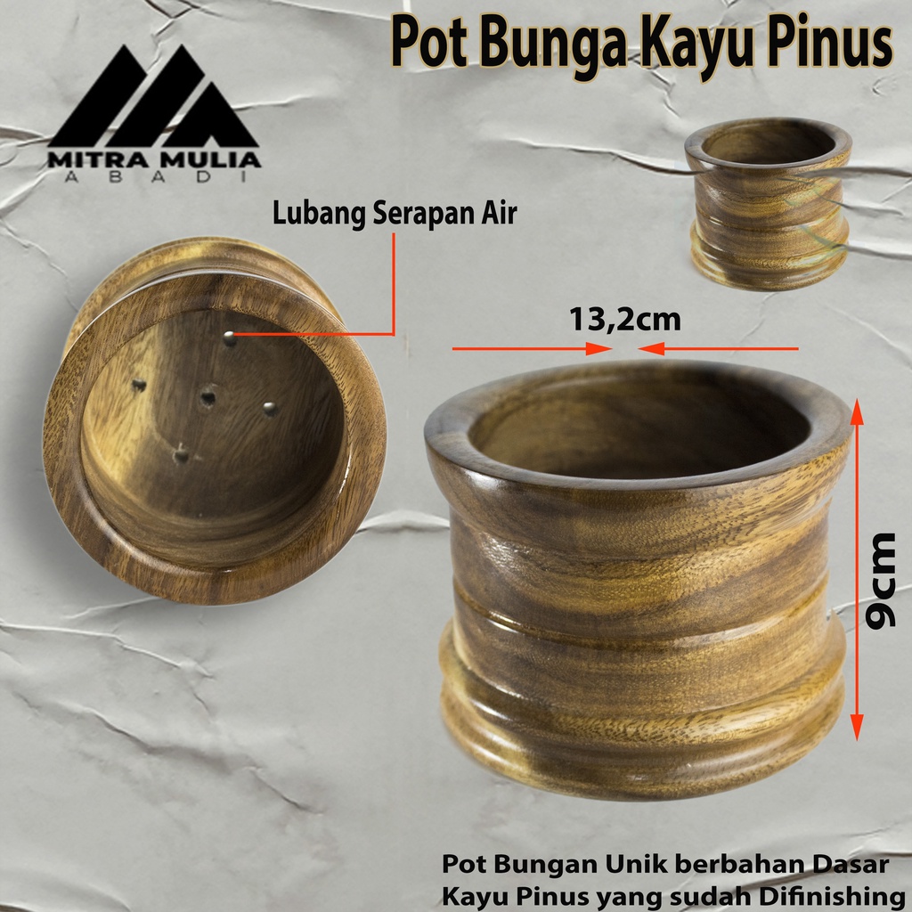 Pot Vast Bunga Kayu Pinus Unik