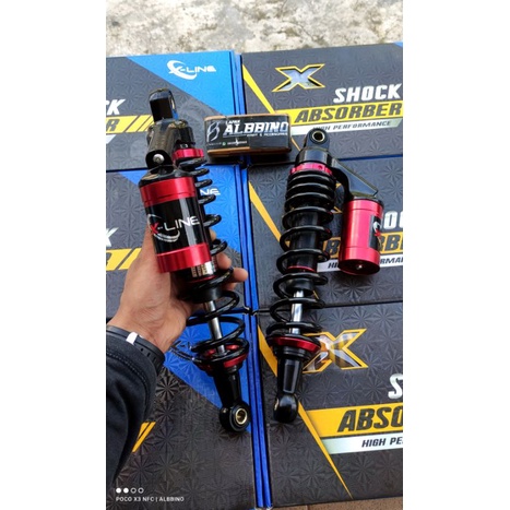 Shock X-Line Merah Hitam Shok tabung merah belakang double black red 32 28 bukan sok YSS RCB Daytona