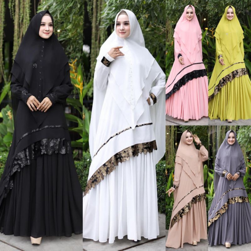 gamis syari premium original by mahagaya set terbaru