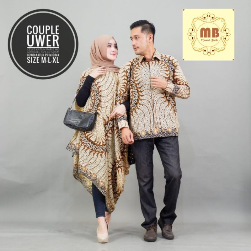 baju batik couple modern kaftan kemeja batik uwer couple batik kondangan / pernikahan