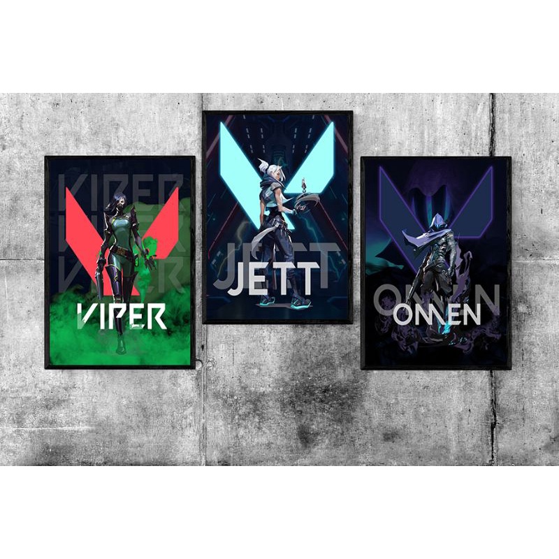POSTER VALORANT WALLPAPER DEKORASI DINDING JETT KILLJOY OMEN YORU VIPER TEMA VALORANT 1 METER