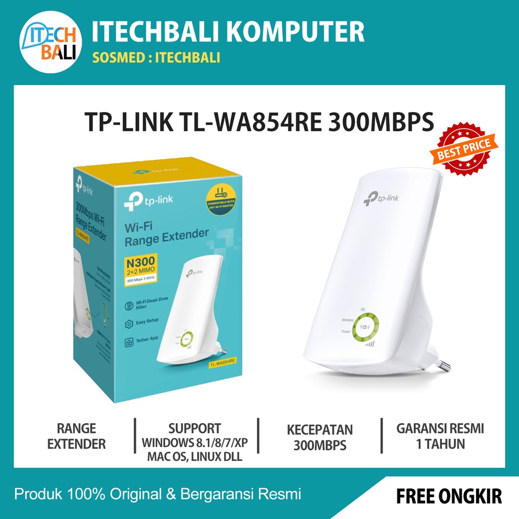 RANGE EXTENDER TP-LINK TL-WA854RE 300Mbps | ITECHBALI