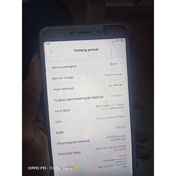 xiomi not 4x minus TS ram 4/64