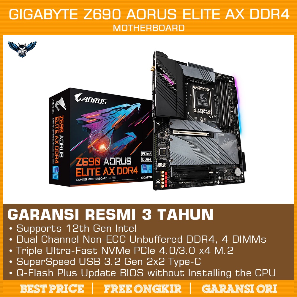 Gigabyte Z690 AORUS ELITE AX DDR4 WIFI | Motherboard Z690 LGA 1700 ATX