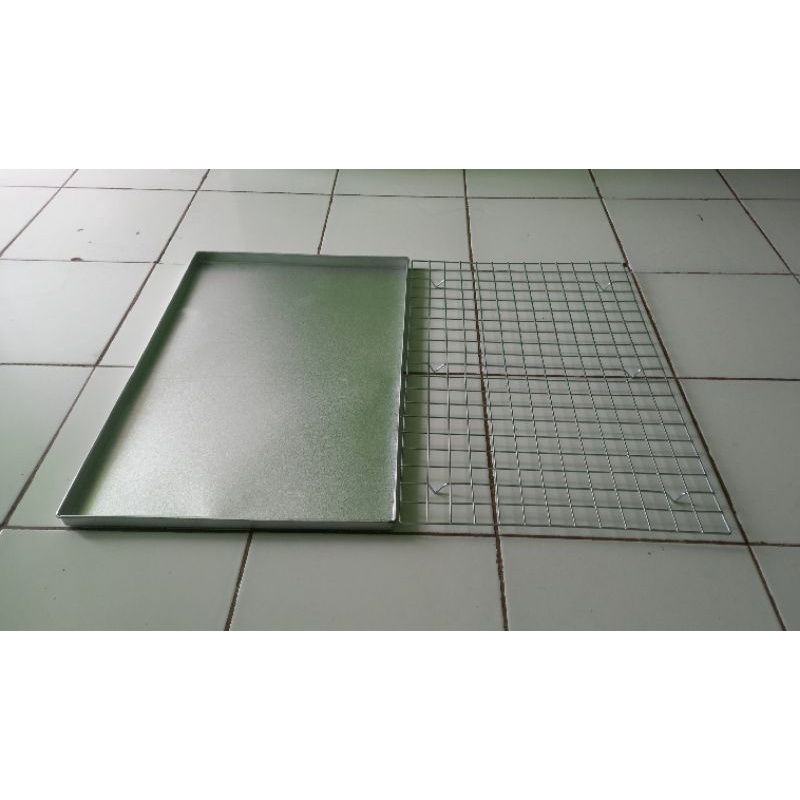 Cooling rak kotak&quot; plus nampan uk 60x40 cm / rak peniris makanan