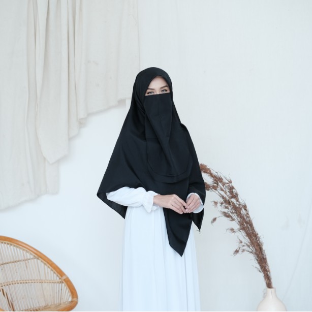 Premium Cadar Husna Purdah Tali 2 layer Polos / Niqab Cadar 2 layer Jaya Hebat