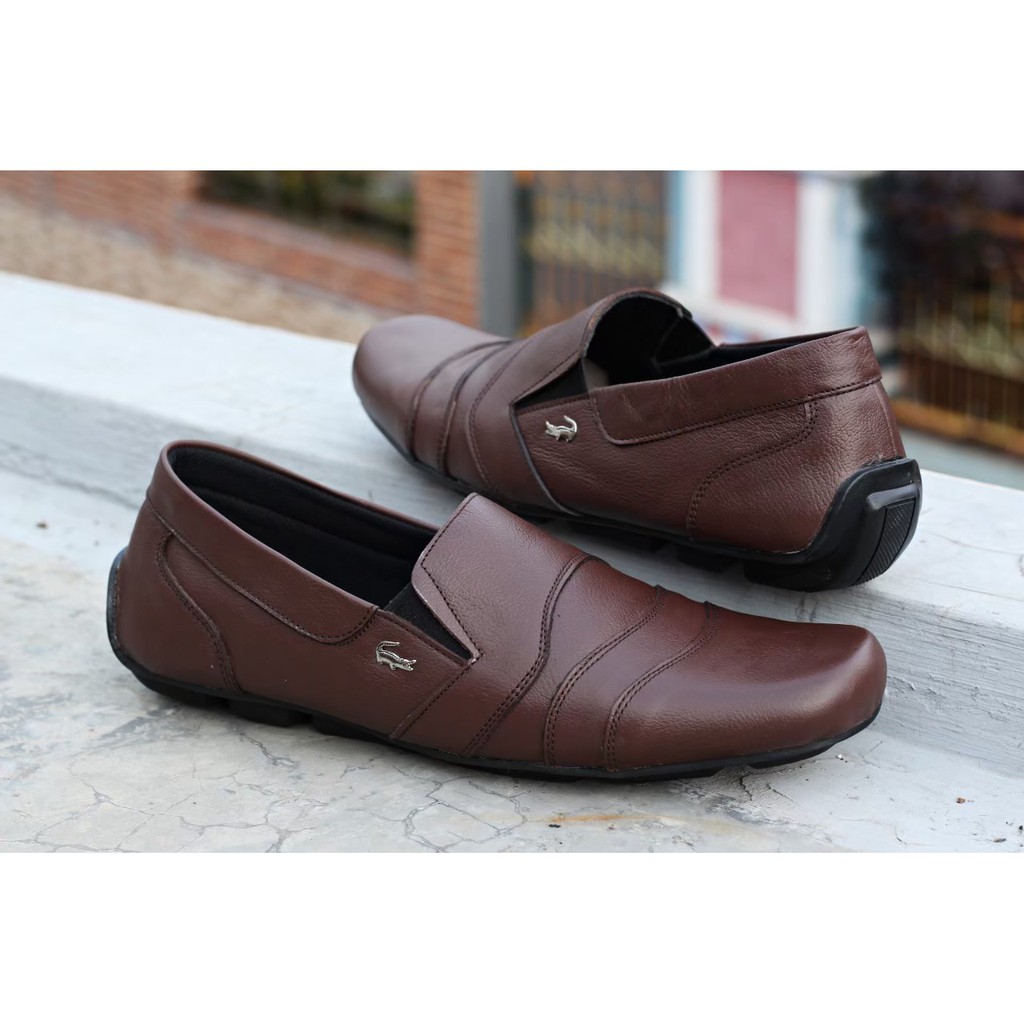 Sepatu Pansus Kulit Asli Crocodile Slip On Slop Pria Santai Nyaman Terbaru Size 39-40-41-42-43 Gum