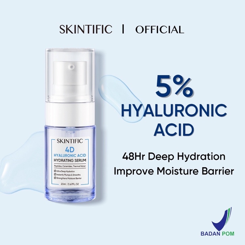 SKINTIFIC - 4D Pure Hyaluronic Acid Hydrating Serum Glowing Mist Serum Hydrating Facial Skin 20ml Serum Pelembab [BPOM]