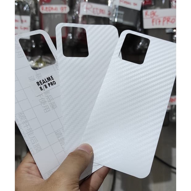 Skin Carbon Realme 8 / Realme 8 Pro (6.4inchi) 2021 Garskin Belakang Hp Anti Jamur