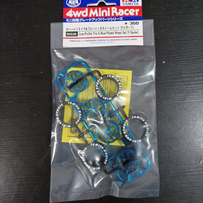 BISA COD Tamiya 95528 Low-Profile Tire  Blue Plated Wheel Set Y-Spoke MURAH