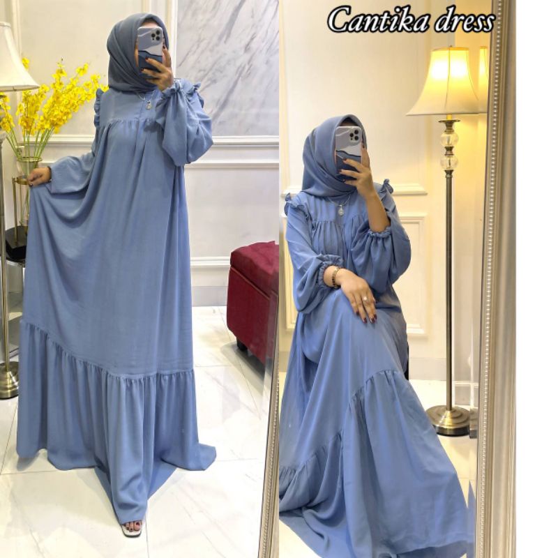 Gamis Cantika Dress Crinkle Airflow Jumbo Terbaru