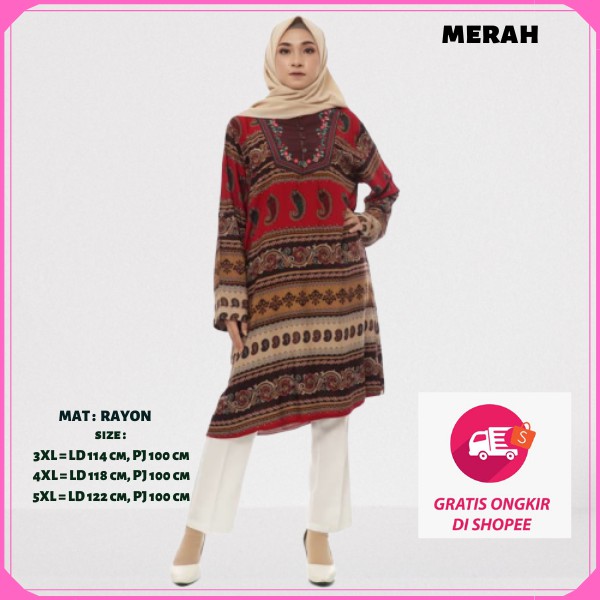 Suplier Baju Batik Tunik Wanita Jumbo Batik Wanita Murah Bahan Rayon -  4xl 98JMBGuNKK11x