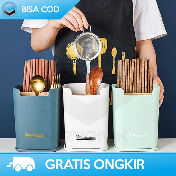 TEMPAT SENDOK GARPU ORGANIZER KITCHEN STORAGE PLASTIK DESAIN SIMPEL