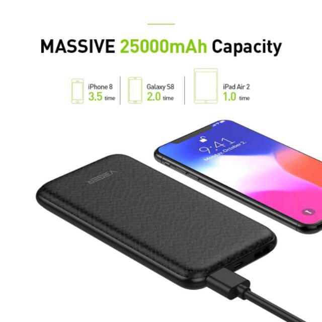 Power Bank VEGER 25000mAh V16 Slim 2 Port USB Output Original Garansi 1 Tahun