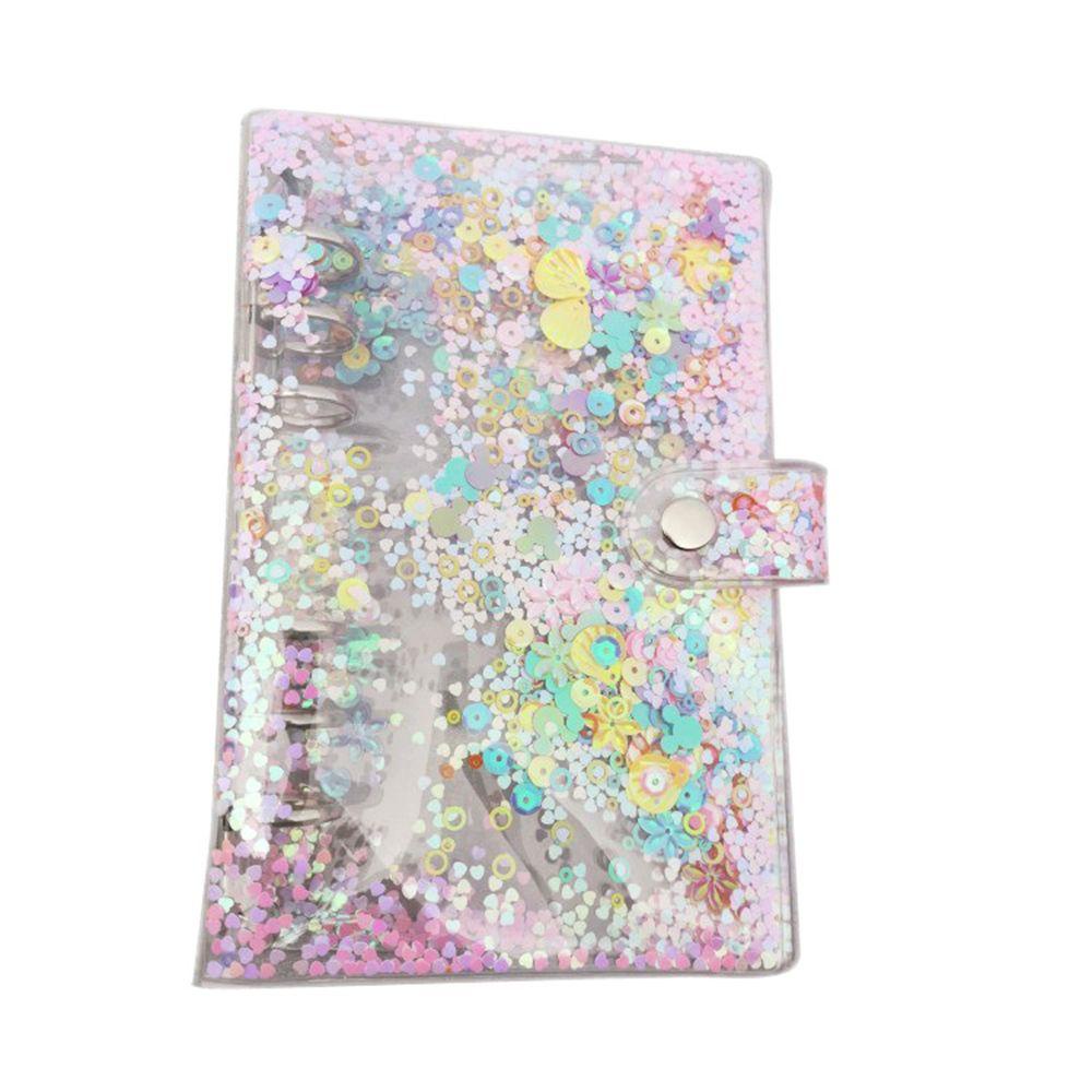 Agustinina Cover Notebook Transparan Perlengkapan Kantor Map Binder Planner Cover Jurnal Cover A5 A6 Glitter Sequin Cover